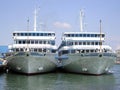 Two steamships on the pier