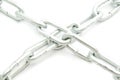 Two steel chains on white Royalty Free Stock Photo