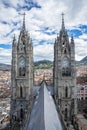 Two steeples of the Basilica of Quito Royalty Free Stock Photo