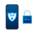 Two step authentication 2fa, flat cartoon smartphone and computer safety login or signin. Vector stock illustration.