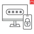 Two step authentication line icon, security and protection, 2FA two factor
