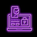 two step authentication neon glow icon illustration