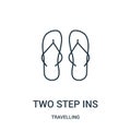 two step ins icon vector from travelling collection. Thin line two step ins outline icon vector illustration. Linear symbol