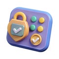 Two-Step Verification 3D Icon Representing Secure Login Authentication and Digital Data Protection
