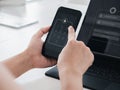 Two steps authentication or 2FA concept. Numbers passcode, lock code icon on smart mobile phone screen.