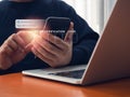 Two steps authentication or 2FA, cyber security technology concept. Empty verification code input box appear while people received