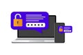 Two steps authentication. Verification code message on smartphone. Notice with code for secure login or sign in