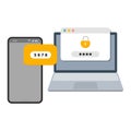 Two steps authentication. Verification code message on smartphone. Stroke Editable. EPS 10