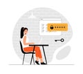 Two steps verification to protect personal data. User authorization, login authentication and information protection. Illustration