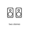 Two Stereo Speakers icon. Trendy modern flat linear vector Two S Royalty Free Stock Photo