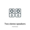 Two stereo speakers outline vector icon. Thin line black two stereo speakers icon, flat vector simple element illustration from Royalty Free Stock Photo