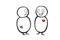 Two Stick figures with a heart Royalty Free Stock Photo