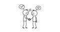 Two Stick Figures Shaking Hands With Thought Bubbles In White Background Royalty Free Stock Photo