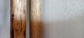 Two sticks and white wall Royalty Free Stock Photo
