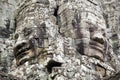 Two stone faces at Bayon temple Royalty Free Stock Photo