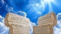 Two stone tablets with writing on them Royalty Free Stock Photo