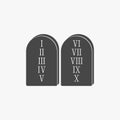 Two stone with ten commandments icon on grey background. Royalty Free Stock Photo