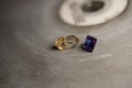 Two stones on faceting lap Royalty Free Stock Photo