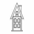 Two storey house with chimney icon, outline style Royalty Free Stock Photo