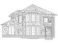 Two-storey house coloring vector