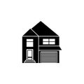 Two-storey house with a garage icon. Element of travel icon for mobile concept and web apps. Thin line two-storey house Royalty Free Stock Photo