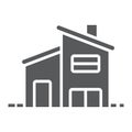 Two storey house glyph icon, real estate and home