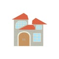 Two storey house icon, cartoon style Royalty Free Stock Photo