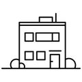 Two-storey house icon. Home icon. buildings, town, line