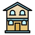 Two storey house icon color outline vector Royalty Free Stock Photo