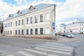 Two-storey house of the XIX century. The house has not a right angle, but an acute angle