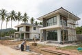 Two storey houses under construction in Thailand Royalty Free Stock Photo
