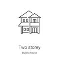 two storey icon vector from build a house collection. Thin line two storey outline icon vector illustration. Linear symbol for use Royalty Free Stock Photo