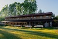 Two-storey motel made of wood. Farm homes. Plateau tourism. Daday, Kastamonu, Turkey Royalty Free Stock Photo