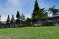 Two-storey motel made of wood. Farm homes. Plateau tourism. Daday, Kastamonu, Turkey Royalty Free Stock Photo