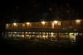 Two-storey motel made of wood in at night. Farm homes. Plateau tourism. Daday, Kastamonu, Turkey Royalty Free Stock Photo