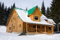 Two-storeyed wooden house concealed by snow Royalty Free Stock Photo