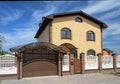 Two-storeyed yellow brick house