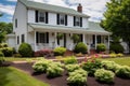 two-story colonial with well-maintained front yard Royalty Free Stock Photo