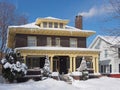 House with large front porch in winter