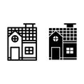 Two-story house line and glyph icon. Small cottage vector illustration isolated on white. Architecture outline style Royalty Free Stock Photo