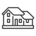 Two-story house line icon. Double floor home residential cottage symbol, outline style pictogram on white background Royalty Free Stock Photo