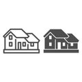 Two-story house line and solid icon. Double floor home residential cottage symbol, outline style pictogram on white Royalty Free Stock Photo