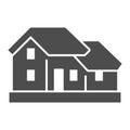 Two-story house solid icon. Double floor home residential cottage symbol, glyph style pictogram on white background Royalty Free Stock Photo