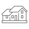 Two-story house thin line icon. Double floor home residential cottage symbol, outline style pictogram on white Royalty Free Stock Photo