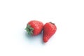 Two strawberries close up on white background Royalty Free Stock Photo