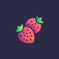 Two strawberries flat icon