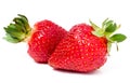 Two strawberries isolated on white background close-up macro Royalty Free Stock Photo