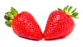 Two strawberries isolated on white background close-up macro Royalty Free Stock Photo