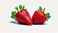 Two strawberries isolated white background. Food photography. Royalty Free Stock Photo