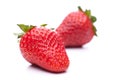 Two strawberries isolated on white background Royalty Free Stock Photo